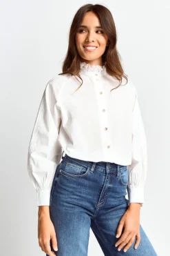 Rich & Royal Casual Blusen<Bluse Mit Rüschenkragen white