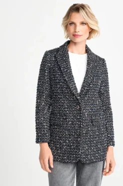 Rich & Royal Casual Blazer|Bouclé-Jacken<Bouclé-Blazer Mit Statement-Knopf midnight blue