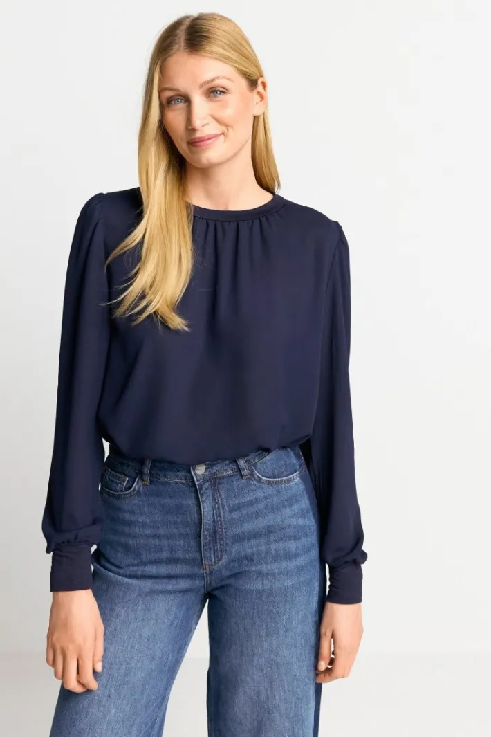 Rich & Royal Casual Blusen<Chiffonbluse Mit Rundhalsausschnitt