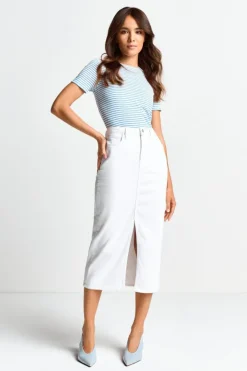 Rich & Royal Midiröcke<Denim-Rock Mit Schlitz white