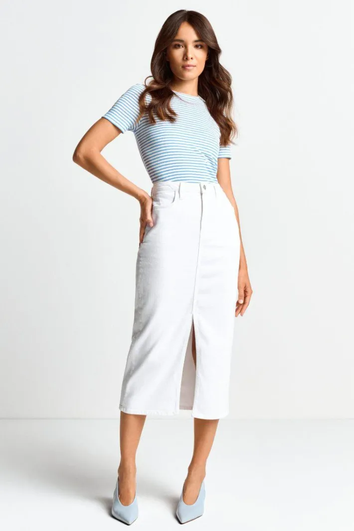 Rich & Royal Midiröcke<Denim-Rock Mit Schlitz white