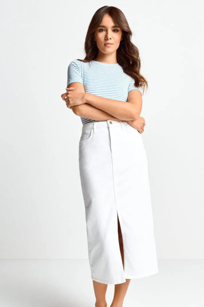 Rich & Royal Midiröcke<Denim-Rock Mit Schlitz white