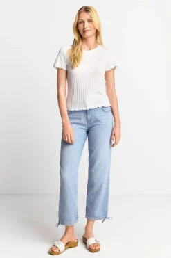 Rich & Royal T-Shirts<Figurbetontes Rib-Shirt pearl white