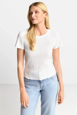 Rich & Royal T-Shirts<Figurbetontes Rib-Shirt pearl white