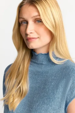 Rich & Royal T-Shirts<Figurbetontes Top In Crinkle-Optik cruise blue