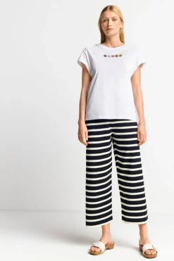 Rich & Royal Weite Hosen<Gestreifte Strick-Culotte midnight blue