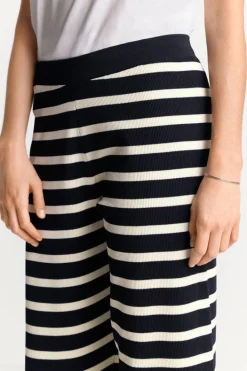 Rich & Royal Weite Hosen<Gestreifte Strick-Culotte midnight blue