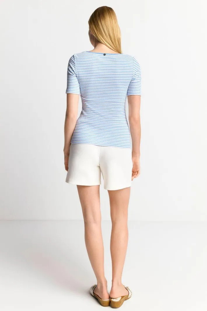 Rich & Royal T-Shirts<Gestreiftes T-Shirt In Feiner Rib-Struktur cruise blue
