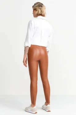 Rich & Royal Schmale Hosen<Knöchellange Kunstleder-Leggings caramel spice