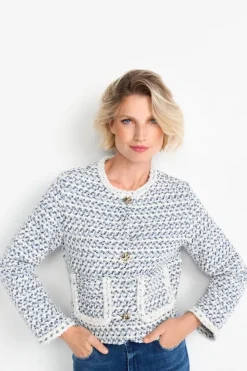 Rich & Royal Übergangsjacken|Bouclé-Jacken<Kurze Bouclé-Jacke In Blauweiß frosty lavender