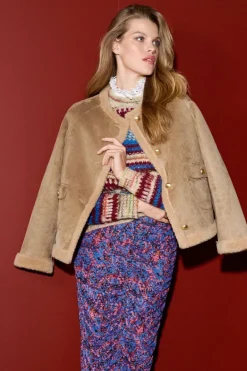 Rich & Royal Felljacken<Kurze Jacke In Wildlederoptik caffee latte