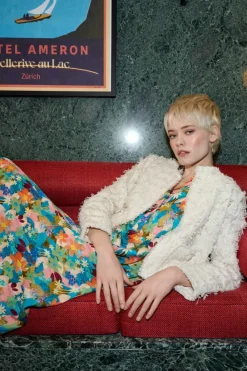 Rich & Royal Übergangsjacken|Casual Blazer<Kurze Jacke Mit Fransiger Struktur pearl white