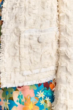 Rich & Royal Übergangsjacken|Casual Blazer<Kurze Jacke Mit Fransiger Struktur pearl white