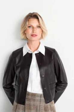 Rich & Royal Übergangsjacken<Kurze Lederjacke Mit Druckknöpfen