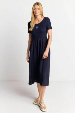 Rich & Royal Midikleider<Midikleid Mit Logostickerei midnight blue