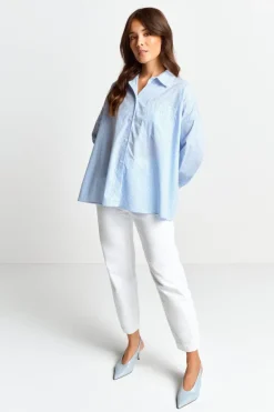 Rich & Royal Casual Blusen<Oversized Hemdbluse cotton blue