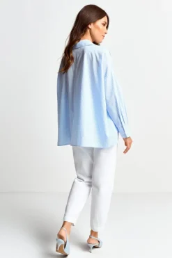 Rich & Royal Casual Blusen<Oversized Hemdbluse cotton blue