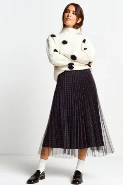 Rich & Royal Midiröcke|Plisseeröcke<Plisseerock Mit Pünktchenmuster midnight blue