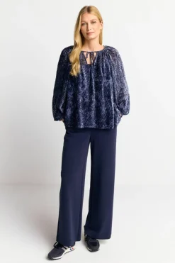 Rich & Royal Casual Blusen<Samtbluse Mit Ballonärmeln cruise blue