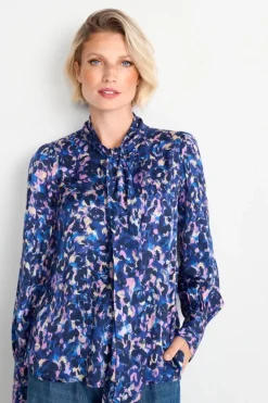 Rich & Royal Casual Blusen<Schluppenbluse Mit Leo-Print midnight blue