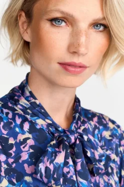 Rich & Royal Casual Blusen<Schluppenbluse Mit Leo-Print midnight blue