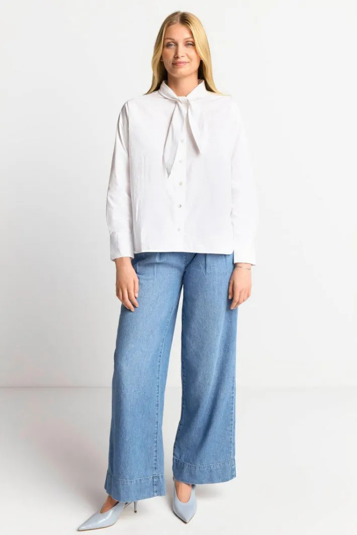 Rich & Royal Casual Blusen|Business Blusen<Weiße Bluse Mit Bindekragen white
