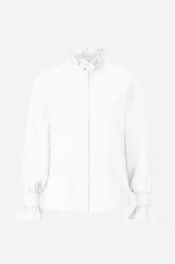 Rich & Royal Business Blusen|Casual Blusen<Weiße Bluse Mit Rüschenkragen white